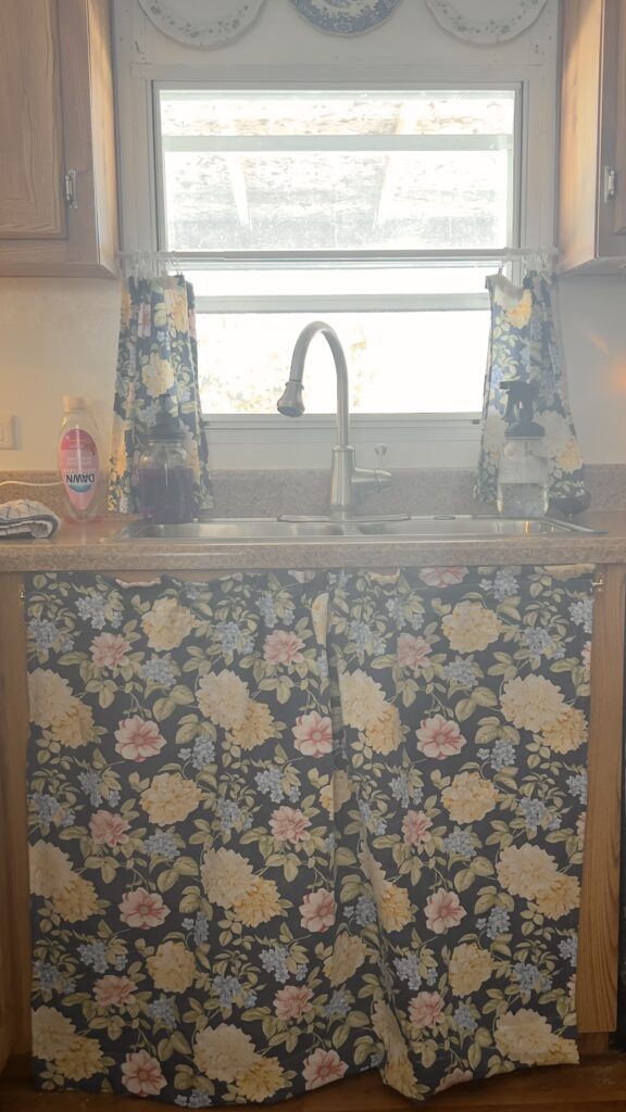DIY Kitchen Cabinet Curtains under kitchen sink