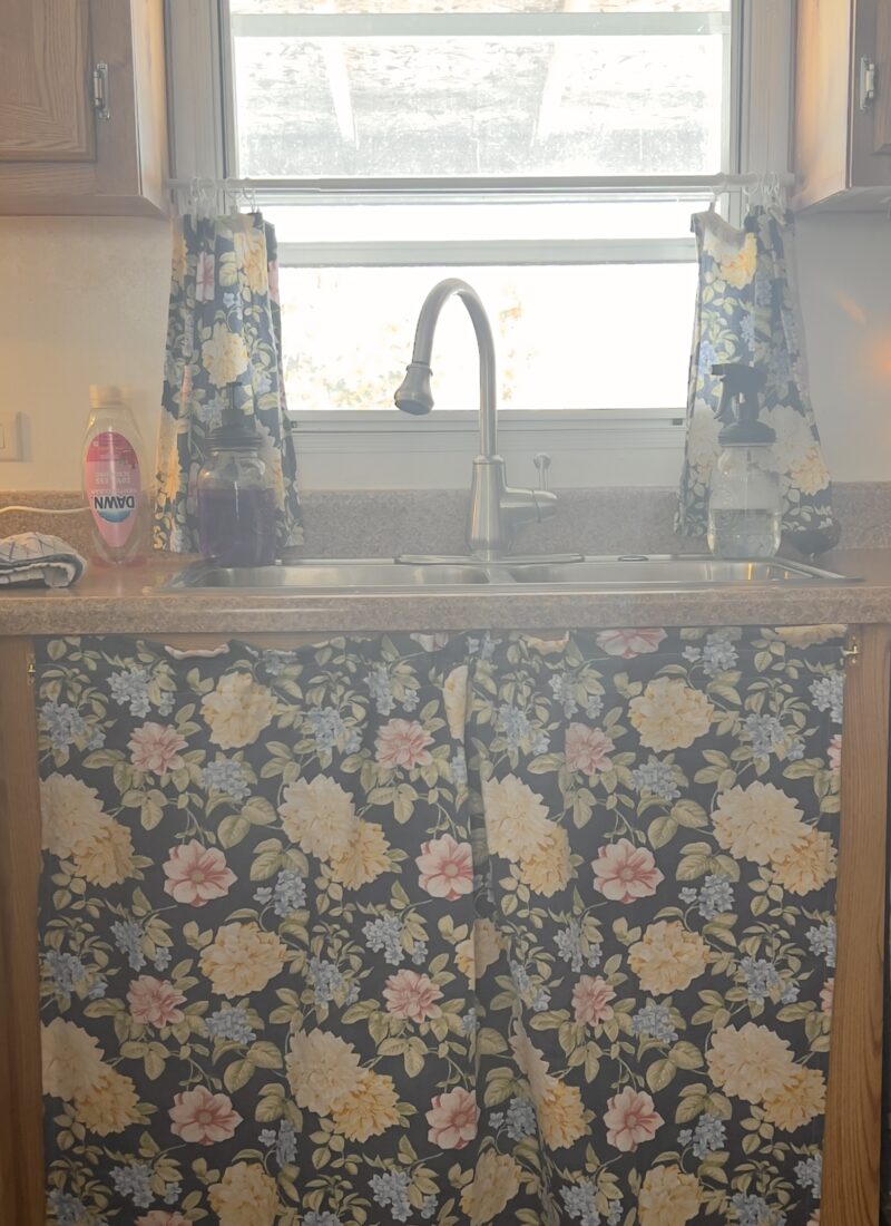 DIY Kitchen Cabinet Curtains under kitchen sink