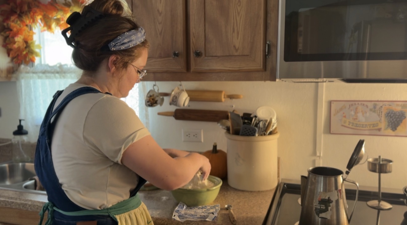 adding butter into dry ingredients